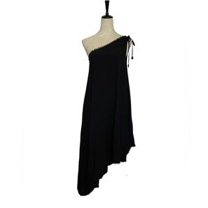 Red Carter one-shoulder dress swim cover-up